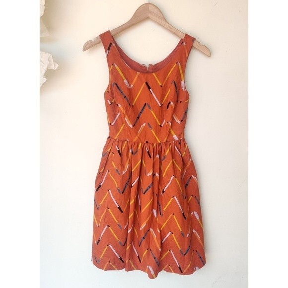 Modcloth Orange Chevron Dress - Picture 2 of 10